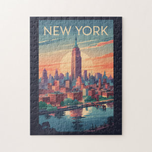 Quebra-cabeça Nova Iorque Skyline Viagem Art Vintage