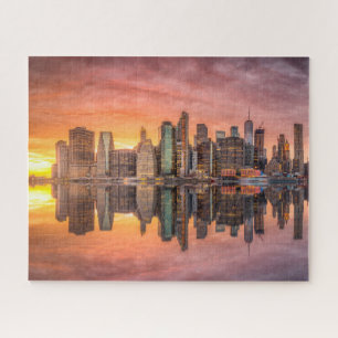 Quebra-cabeça Nova Iorque Skyscrapers Skyline Sunset Viagem