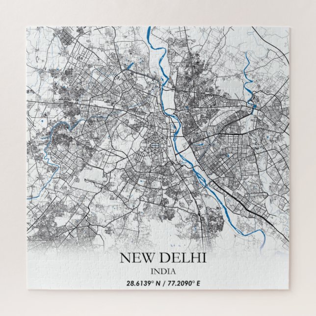 Quebra-cabeça Novo Mapa da Cidade de Nova Delhi Índia Simples (Vertical)