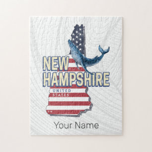 Quebra-cabeça Novo Mapa Retro dos Estados Unidos de Hampshire