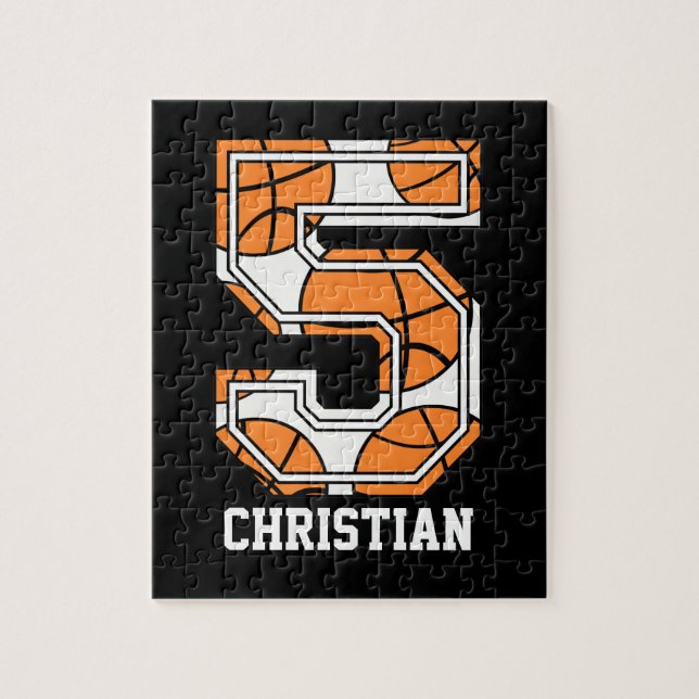 Quebra-cabeça Número de Basquete Personalizado 5 (Vertical)