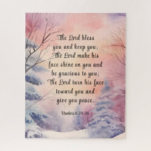 Quebra-cabeça Números 6 Lord Bless You Bíblia Verse Winter Scene