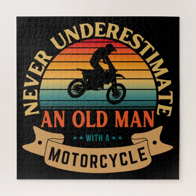 Quebra-cabeça Nunca subestime um homem velho com uma motocicleta (Vertical)