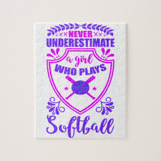 Quebra-cabeça Nunca Subestime Uma Garota Que Joga Softball
