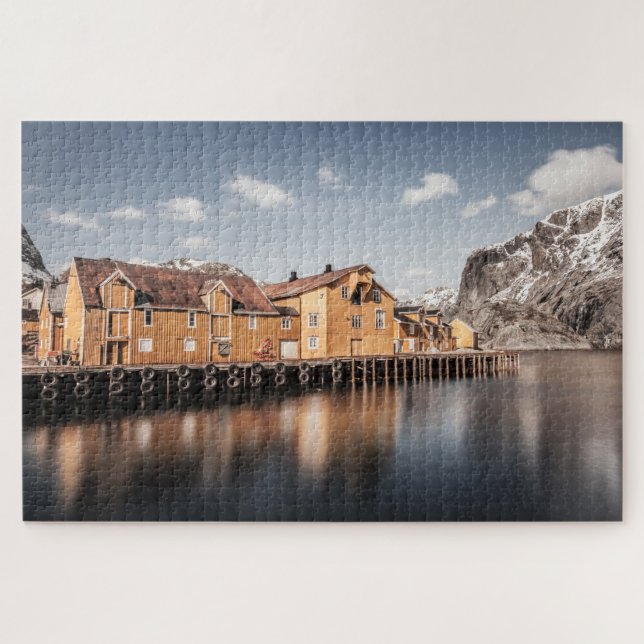 Quebra-cabeça Nusfjord Village Lofoten Noruega (Horizontal)