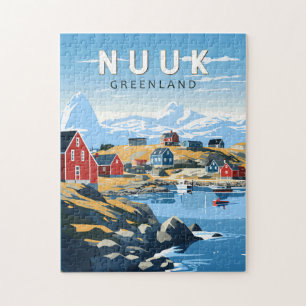 Quebra-cabeça Nuuk Groenlândia Viagem Art Vintage