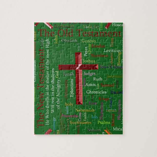 Quebra-cabeça nuvem de palavras verdes religiosas (Vertical)