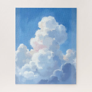 Quebra-cabeça Nuvens Brancas Céu Azul Lindo Aquarela