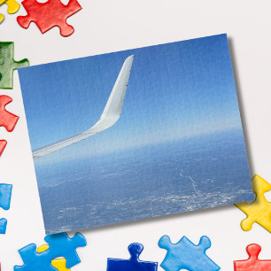 Quebra-cabeça Nuvens da Asa do Avião Céu Azul Foto Aviação 
