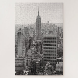 Quebra-cabeça NY City Skyline Empire State Building, WTC BW