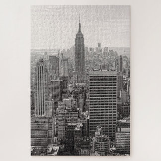 Quebra-cabeça NY City Skyline Empire State Building, WTC BW