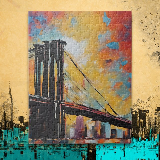 Quebra-cabeça NYC Brooklyn Bridge Sunset Cityscape (Criador carregado)