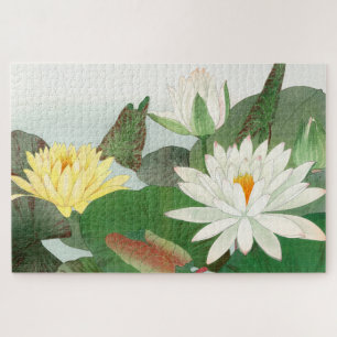 Quebra-cabeça Nymphaea lotus, xilogravura japonesa, 1917