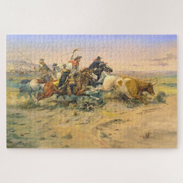Quebra-cabeça O Abandonador da Manada C M Russell 1897 (Horizontal)