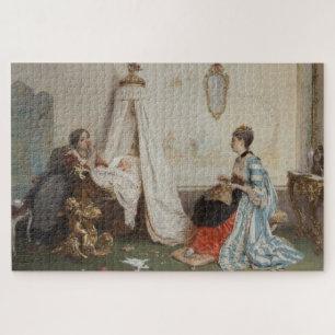 Quebra-cabeça O bebê está dormindo (por Gerolamo Induno)