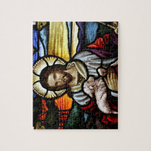 Quebra-cabeça O Bom Pastor; Jesus em vidro manchado