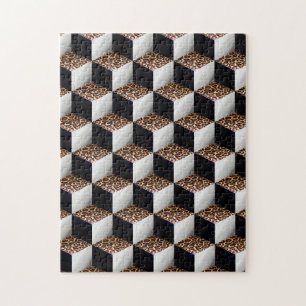 Quebra-cabeça O branco preto do leopardo protegeu cubos do olhar