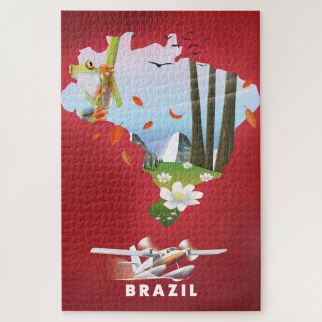 Quebra-cabeça O Brasil Ilustrou poster de viagens. (Vertical)