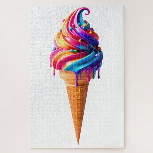Quebra-cabeça O clássico vibrante cone de sorvete da SlipperyJoe (Vertical)