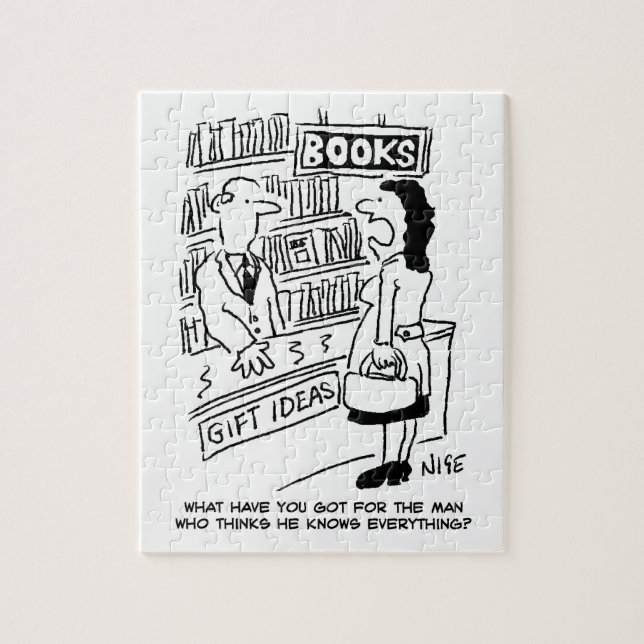 Quebra-cabeça O cliente da loja de livros pergunta ao comerciant (Vertical)