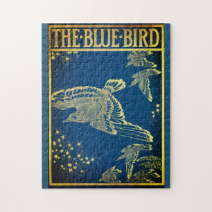 Quebra-cabeça O cobrir azul do livro de aves-vintage