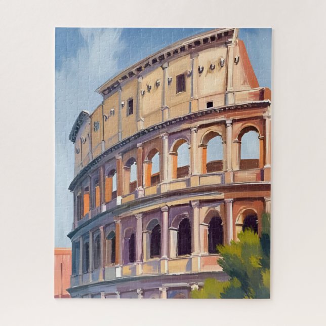 Quebra-cabeça O Coliseu Roma Aquarela Viagem  (Vertical)