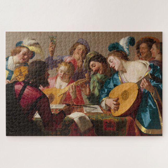 Quebra-cabeça O concerto de Gerrit van Honthorst 1623 (Horizontal)