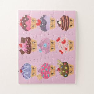 Quebra-cabeça O doce de Kawaii trata cupcakes de Cutie