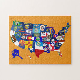 Quebra-cabeça O estado do mapa dos EUA embandeira o mosaico