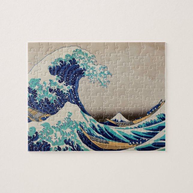 Quebra-cabeça O Excelente Hokusai desceu de Kanagawa. Vintage ja (Horizontal)