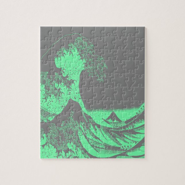 Quebra-cabeça O Excelente Wave Seafoam Green & Cinzas (Vertical)