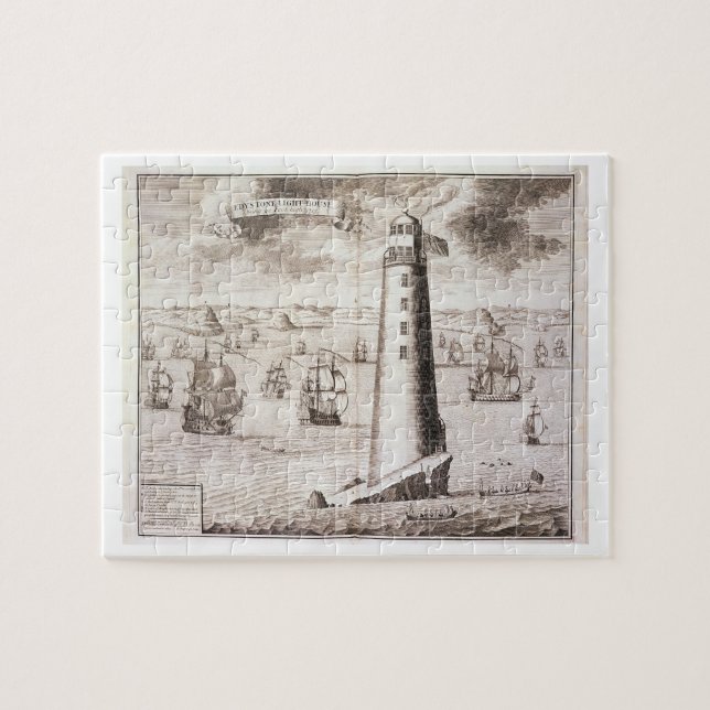 Quebra-cabeça O farol de Eddystone, gravado por Hendrick Hul (Horizontal)