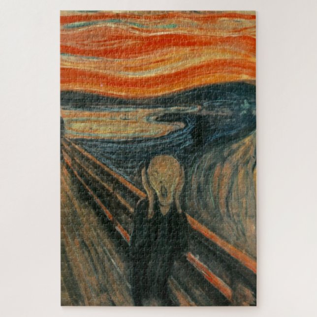Quebra-cabeça O Gritar - Edvard Munch | Azul vermelho preto (Vertical)