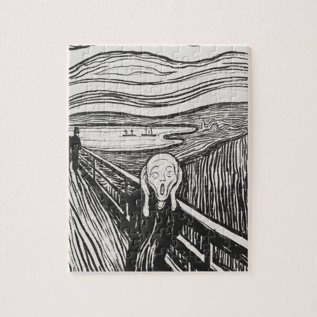 Quebra-cabeça O Grito de Edvard Munch Preto e Branco (Vertical)
