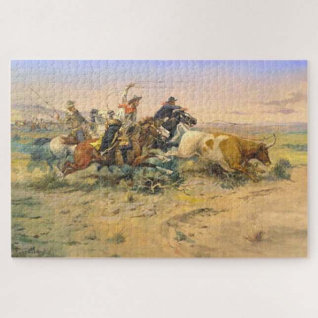 Quebra-cabeça O Herd Quitter Cowboy Wranglers C Russell 1897 (Horizontal)