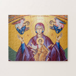 Quebra-cabeça O ícone Theotokos e a Criança Cristo com Anjos