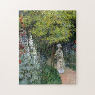 Quebra-cabeça O Jardim, Hollyhocks Monet Fine Art
