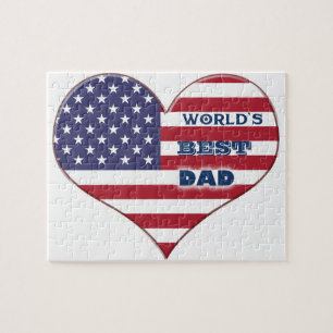 Quebra-cabeça O melhor Pai da América Flag Heart