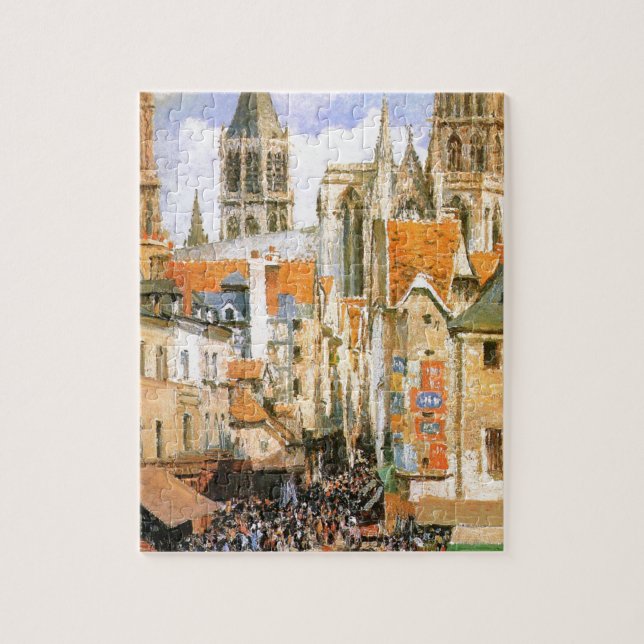 Quebra-cabeça O mercado velho em Rouen por Camille Pissarro (Vertical)