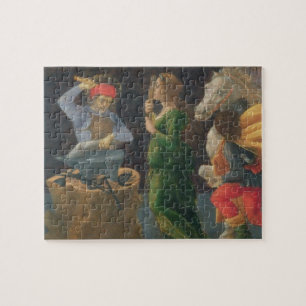 Quebra-cabeça O milagre de St. Eligius, painel do predella do th