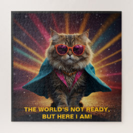 Quebra-cabeça O mundo não está pronto - Design de Humor de Gato 