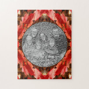 Quebra-cabeça O outono vermelho deixa o quadro natural adicionar