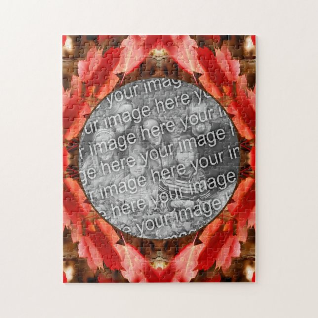 Quebra-cabeça O outono vermelho deixa o quadro natural adicionar (Vertical)