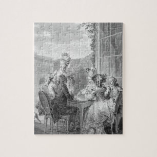 Quebra-cabeça O partido de Whist, 1783, gravado por Jean Dambrun
