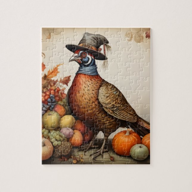 Quebra-cabeça O Pheasant vestindo no dia de graças (Vertical)