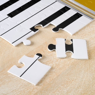 Quebra-cabeça O piano personalizado fecha Quatrefoil preto no