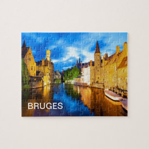 Quebra-cabeça O pôr do sol em Bruges. Bélgica