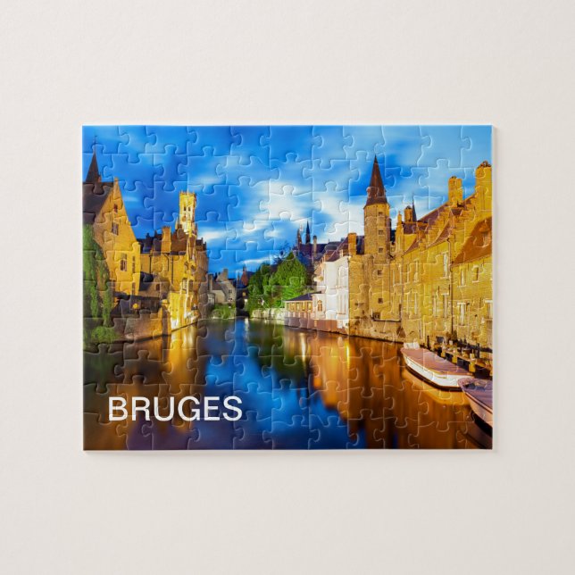Quebra-cabeça O pôr do sol em Bruges. Bélgica (Horizontal)