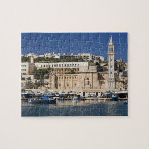 Quebra-cabeça O porto e a igreja em Marsaskala