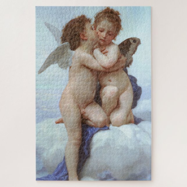 Quebra-cabeça O primeiro beijo, amor e psyche, Bouguereau (Vertical)